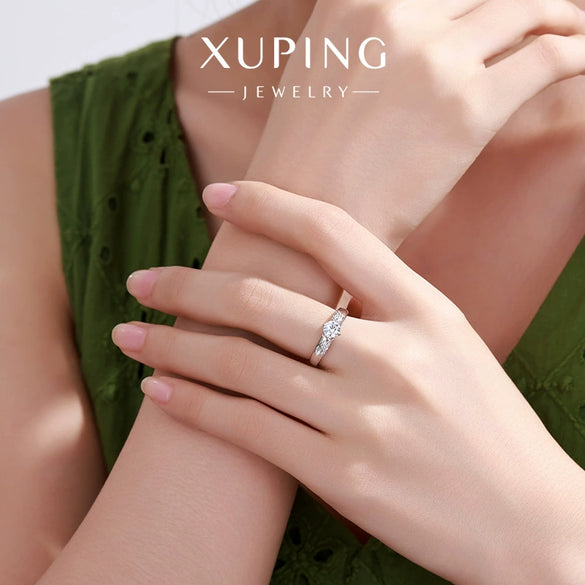 Wholesale Jewelry Alloy Geometric Style Electroplating Round Diamond Fourclaw Single Diamond Women's Wedding Ring