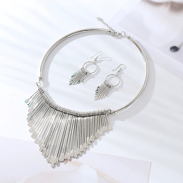 Wholesale Jewelry Alloy Geometric Style Electroplating Tassel Multi Layer Jewelry For Women