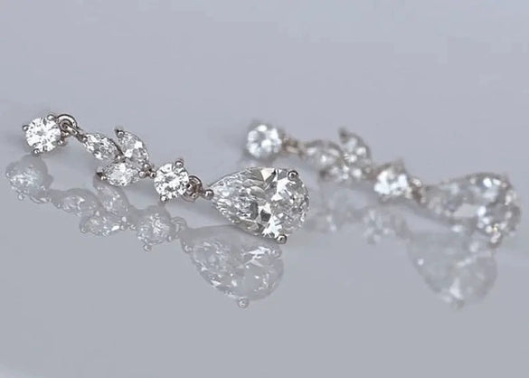 Wholesale Jewelry Alloy Geometric Sweet Pear Shaped Water Drop Zircon Earrings Simple Style