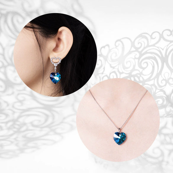 Wholesale Jewelry Alloy Gold Plated Heart Shaped Imitation Crystal Set With Love Water Drops Bell Pattern For Women