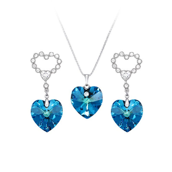 Wholesale Jewelry Alloy Gold Plated Heart Shaped Imitation Crystal Set With Love Water Drops Bell Pattern For Women