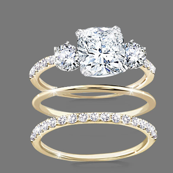 Wholesale Jewelry Alloy Golden Square Geometric Electroplated Women's Couple Style Ring