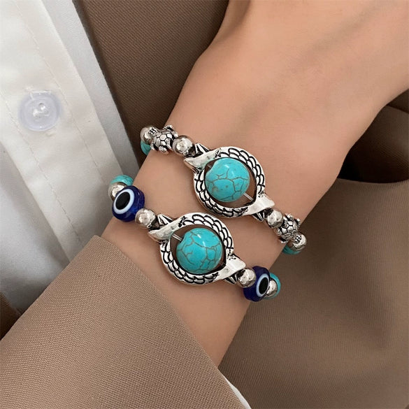 Wholesale Jewelry Alloy Handmade Retro Animal Pattern Joker Pine Stone Bracelet