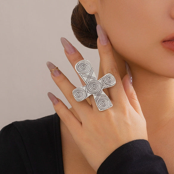 Wholesale Jewelry Alloy Heart Pattern Exaggerated Sweet Cool Style Electroplated Ring For Women