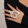Wholesale Jewelry Alloy Heart Pattern Exaggerated Sweet Cool Style Electroplated Ring For Women