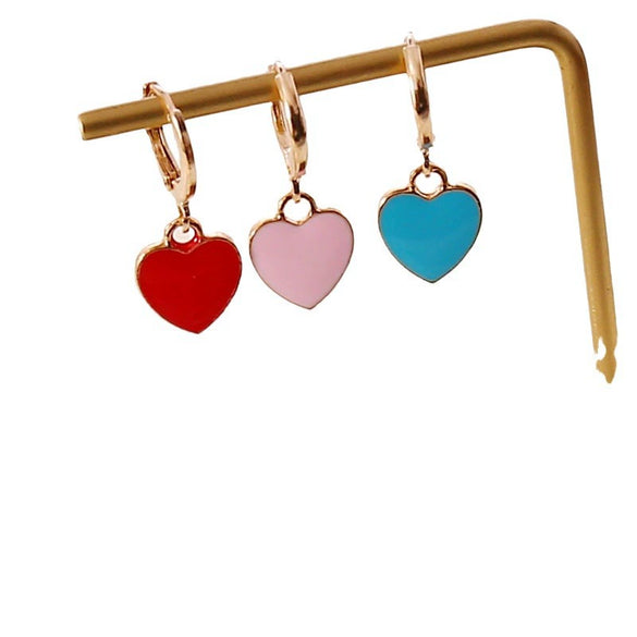 Wholesale Jewelry Alloy Heart Shape Dripping Oil Fashion Women's Earrings