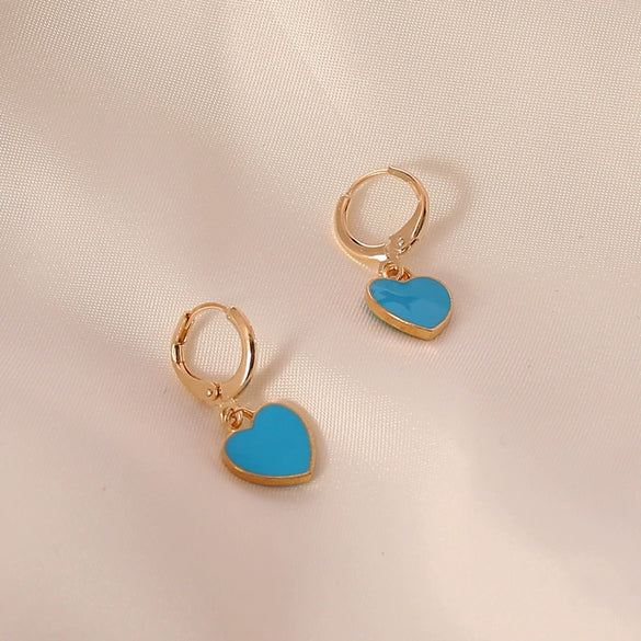 Wholesale Jewelry Alloy Heart Shape Dripping Oil Fashion Women's Earrings