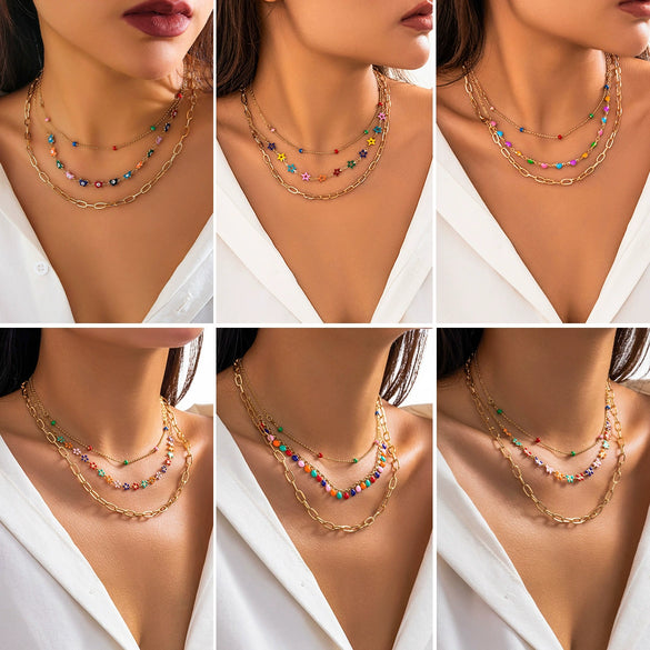 Wholesale Jewelry Alloy Heart Star Geometric Electroplated Necklace For Women