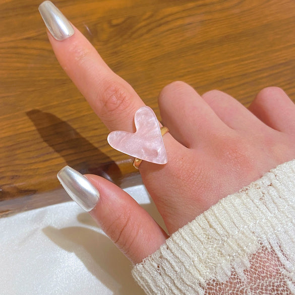 Wholesale Jewelry Alloy Heartshaped Hollow Love Ring Minimalist Style Electroplated Women's Finger Ring