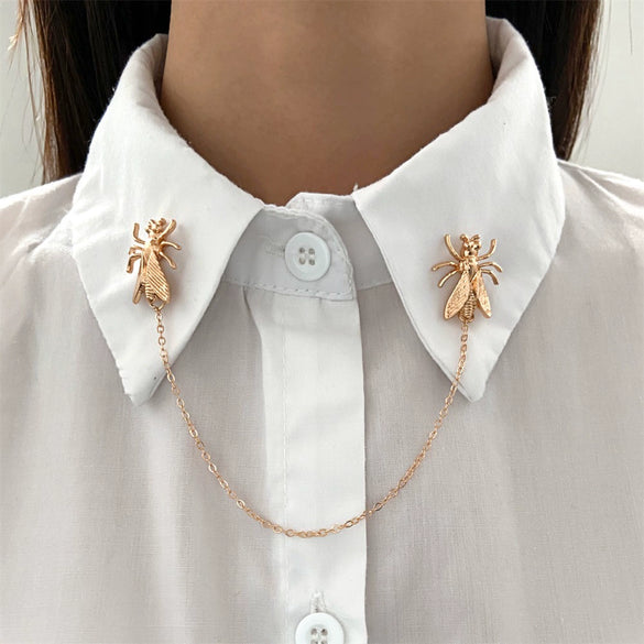 Wholesale Jewelry Alloy Insect Style Electroplated Brooch And Collar Buckle Accessories