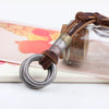 Wholesale Jewelry Alloy Leather Rope Cowhide Geometric Electroplating Ring Pendant Necklace For Men