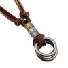 Wholesale Jewelry Alloy Leather Rope Cowhide Geometric Electroplating Ring Pendant Necklace For Men