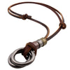 Wholesale Jewelry Alloy Leather Rope Cowhide Geometric Electroplating Ring Pendant Necklace For Men