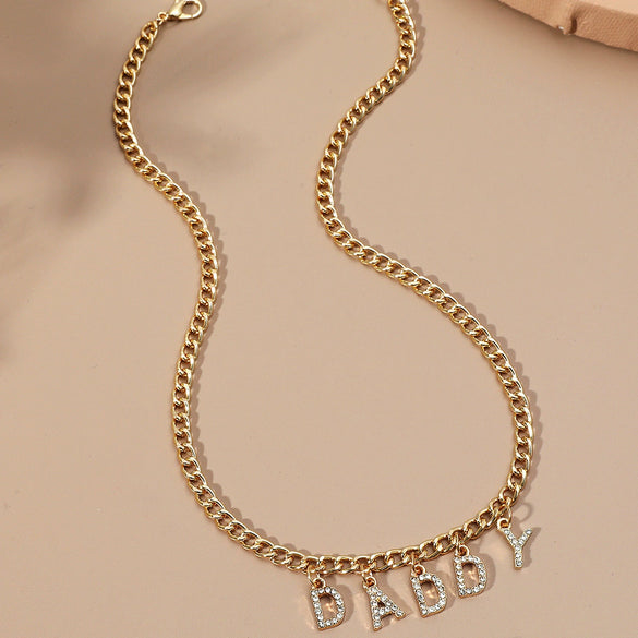 Wholesale Jewelry Alloy Letter Pendant Necklace Vintage Hip Hop Clavicle Chain Couple Accessories