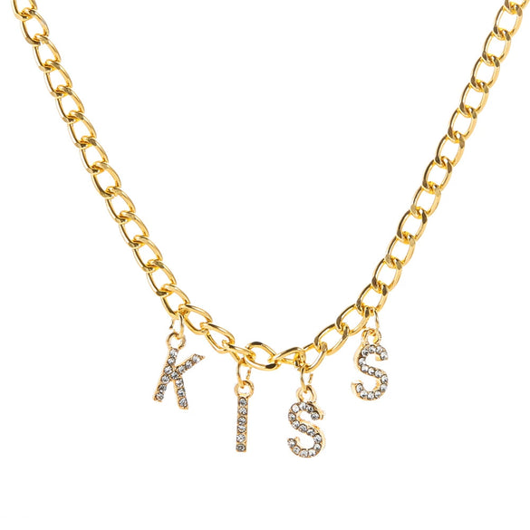 Wholesale Jewelry Alloy Letter Pendant Necklace Vintage Hip Hop Clavicle Chain Couple Accessories