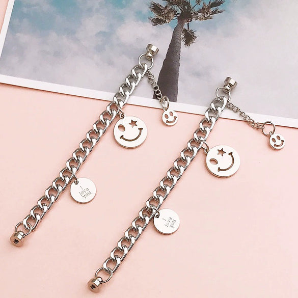 Wholesale Jewelry Alloy Metal Smiley Face Letters Bracelet Handmade Electroplated