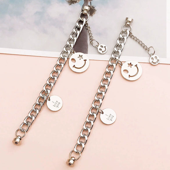 Wholesale Jewelry Alloy Metal Smiley Face Letters Bracelet Handmade Electroplated