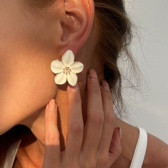 Wholesale Jewelry Alloy Oil Drop Flower Enamel Electroplated Women's Earrings