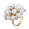 Wholesale Jewelry Alloy Pearl Ring With Flower Pattern Electroplated For Women