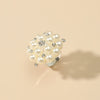 Wholesale Jewelry Alloy Pearl Ring With Flower Pattern Electroplated For Women