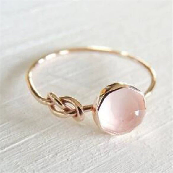 Wholesale Jewelry Alloy Pink Imitation Moonstone Women's Ring With Flower Design