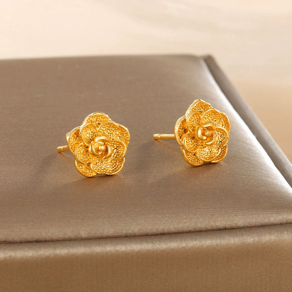 Wholesale Jewelry Alloy Plant Flower Fairy Style Electroplated Women's Earrings