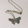 Wholesale Jewelry Alloy Retro Hollow Geometric Oil Drop Butterfly Women's Necklace With Diamond Inlay