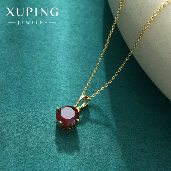 Wholesale Jewelry Alloy Ruby Geometric 14K Gold Plated Simple Cross Chain Necklace For Women