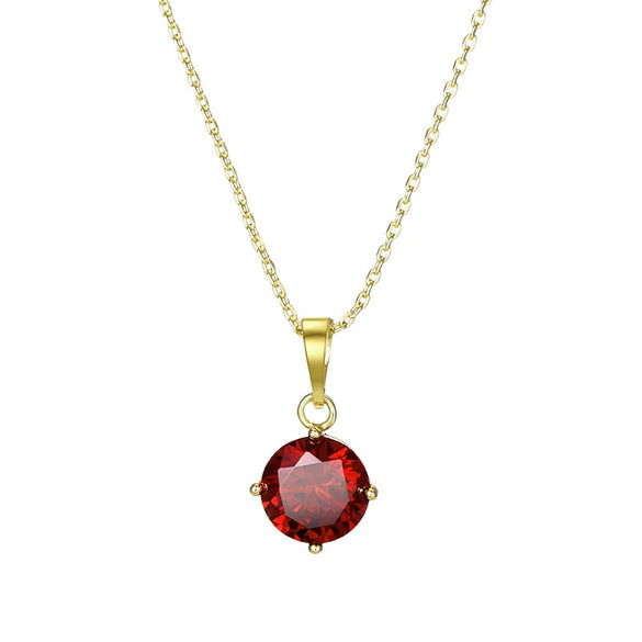 Wholesale Jewelry Alloy Ruby Geometric 14K Gold Plated Simple Cross Chain Necklace For Women