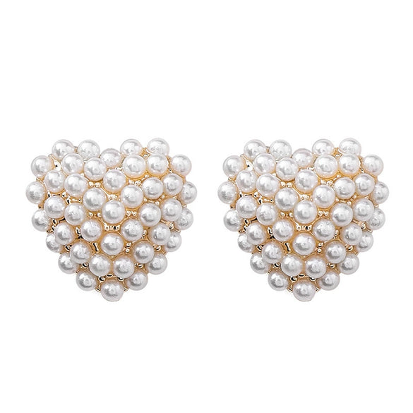Wholesale Jewelry Alloy S925 Silver Natural Style Heart Shaped Electroplated Pearl Earrings For Women