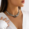 Wholesale Jewelry Alloy Snake Bone Chain Geometric Punk Hiphop Collarbone Necklace With Electroplating