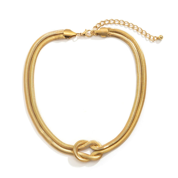 Wholesale Jewelry Alloy Snake Bone Chain Geometric Punk Hiphop Collarbone Necklace With Electroplating