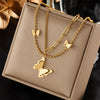 Wholesale Jewelry Animal Geometric Style Doublelayered Cold Stereo Butterfly Titanium Steel Necklace With Electroplating