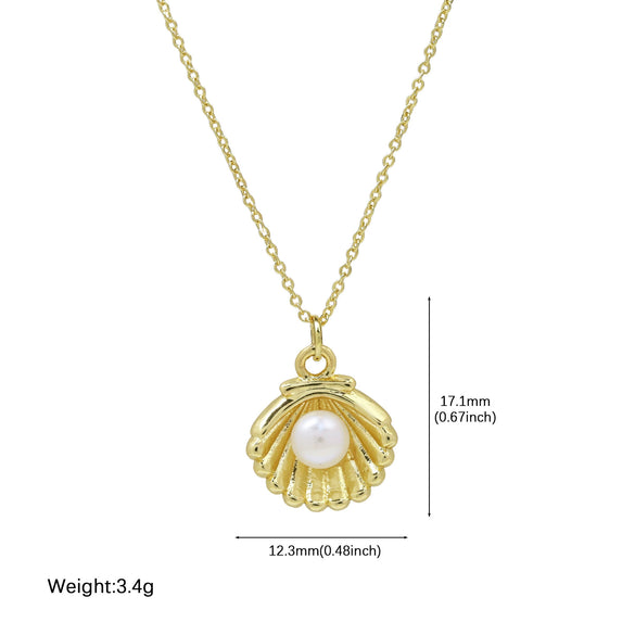 Wholesale Jewelry Animal Pattern Copper Pendant Necklace With Electroplating Ocean Shells Conch Starfish Small Fish Tropical Fish Shrimp Design