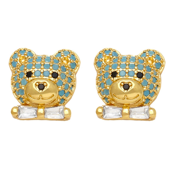 Wholesale Jewelry Animal Style Bear Earrings For Women Copper Inlaid With Zircon