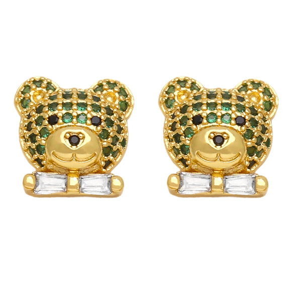 Wholesale Jewelry Animal Style Bear Earrings For Women Copper Inlaid With Zircon