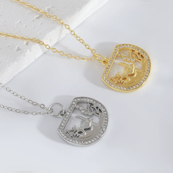 Wholesale Jewelry Animal Zodiac Copper Electroplated O Word Chain Pendant Necklace For Women