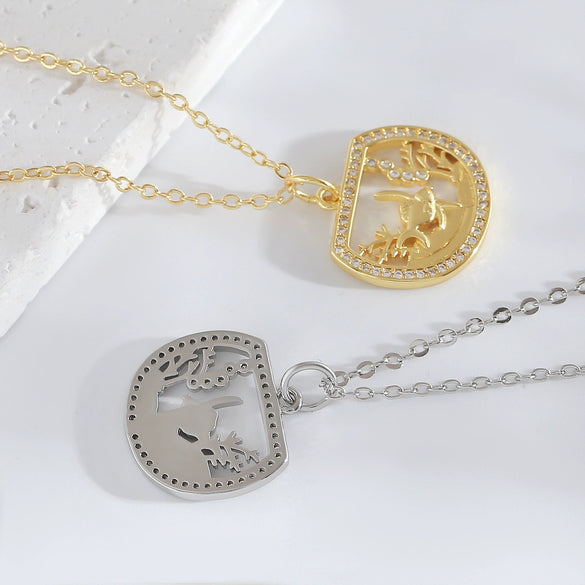 Wholesale Jewelry Animal Zodiac Copper Electroplated O Word Chain Pendant Necklace For Women