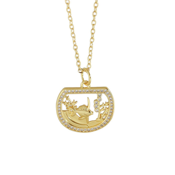 Wholesale Jewelry Animal Zodiac Copper Electroplated O Word Chain Pendant Necklace For Women