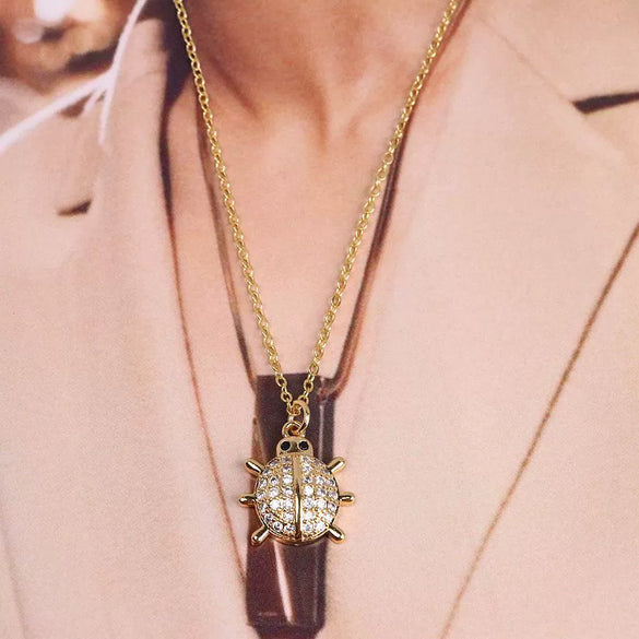 Wholesale Jewelry Animal Zodiac Copper Zircon Dripping Oil Pattern 18K Gold Plated Water Wave Chain Necklace