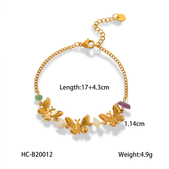 Wholesale Jewelry Animals Insects Geometric Stainless Steel And Titanium Steel Butterfly Pendant Necklace Bracelet Ring With Electroplating For Women