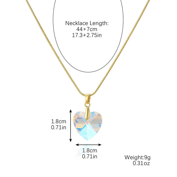 Wholesale Jewelry Artificial Crystal Love Heart Pendant Necklace And Earrings Set With Snake Chain And Electroplating