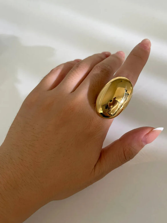 Wholesale Jewelry Artistic Oversized Commute Geometric Solid Color 316L Stainless Steel  18K Gold Plated Rings