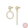 Wholesale Jewelry Asymmetric Zirconium S925 Sterling Silver Electroplated Earrings