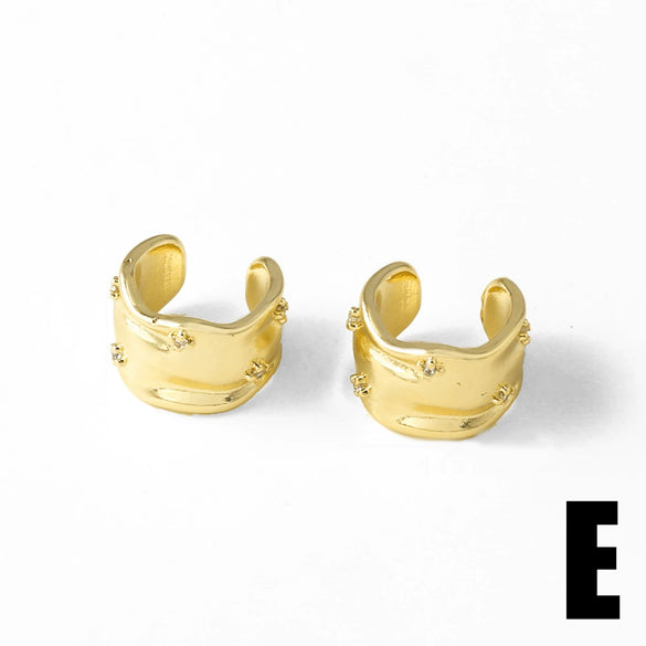 Wholesale Jewelry Asymmetrical Nonpiercing Ear Clip Geometric Copper Goldplated Ear Cuff