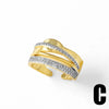 Wholesale Jewelry Asymmetrical Opening Adjustable Ring Copper Electroplated Geometric Style