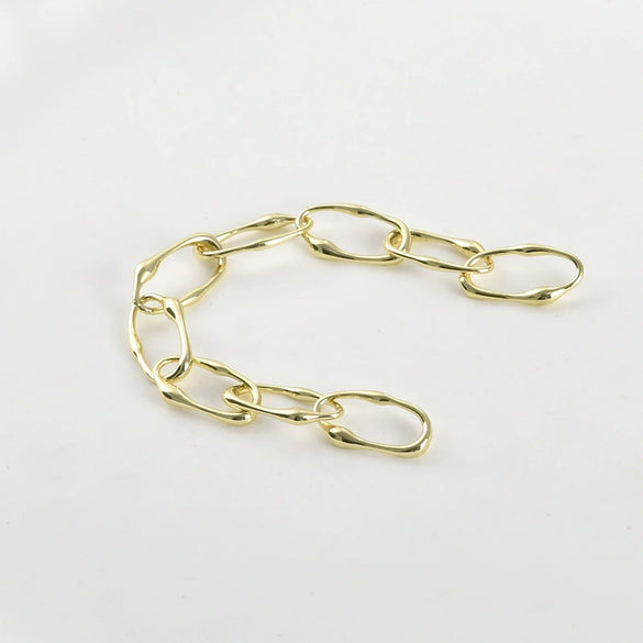 Wholesale Jewelry Asymmetrical Oval Copper Chain Electroplated Handmade Pearl Bracelet
