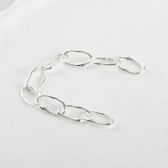 Wholesale Jewelry Asymmetrical Oval Copper Chain Electroplated Handmade Pearl Bracelet
