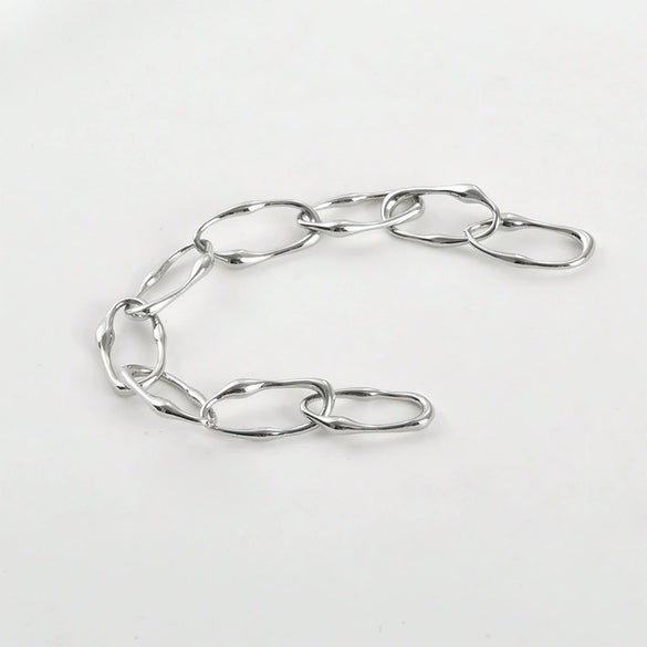 Wholesale Jewelry Asymmetrical Oval Copper Chain Electroplated Handmade Pearl Bracelet