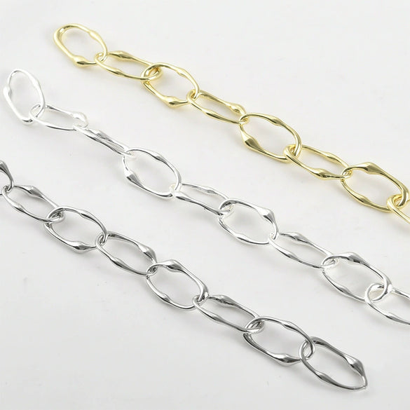 Wholesale Jewelry Asymmetrical Oval Copper Chain Electroplated Handmade Pearl Bracelet